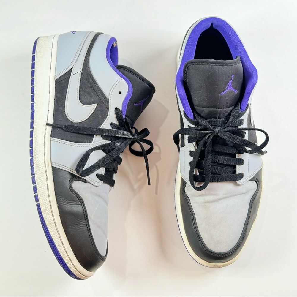 Nike Air Jordan 1 Low Black Dark Concord Wolf Grey/ Purple Mens Size 12